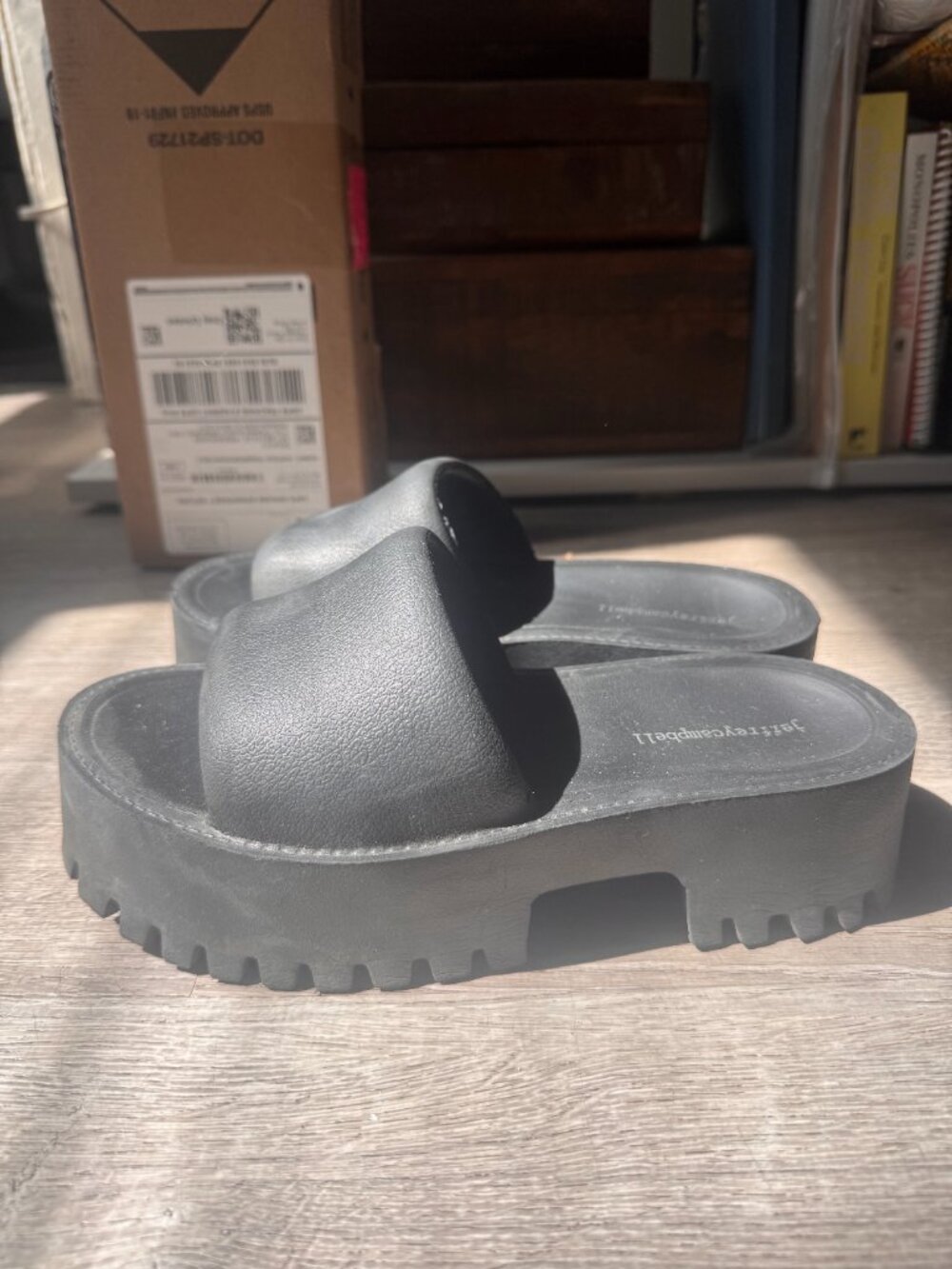 Jeffrey Campbell Black Chunky Platform Slide Mules - 9
